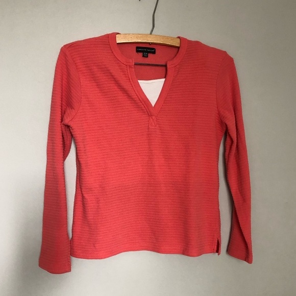 Carolyn Taylor Tops - Carolyn Taylor Pink Ribbed top with built in Cami